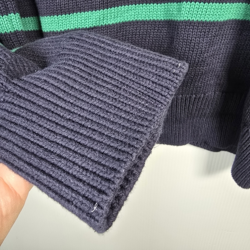 NWT GAP Women's Crewneck Navy With Green Stripe Cotton Sweater Size L Preppy - Picture 5 of 10